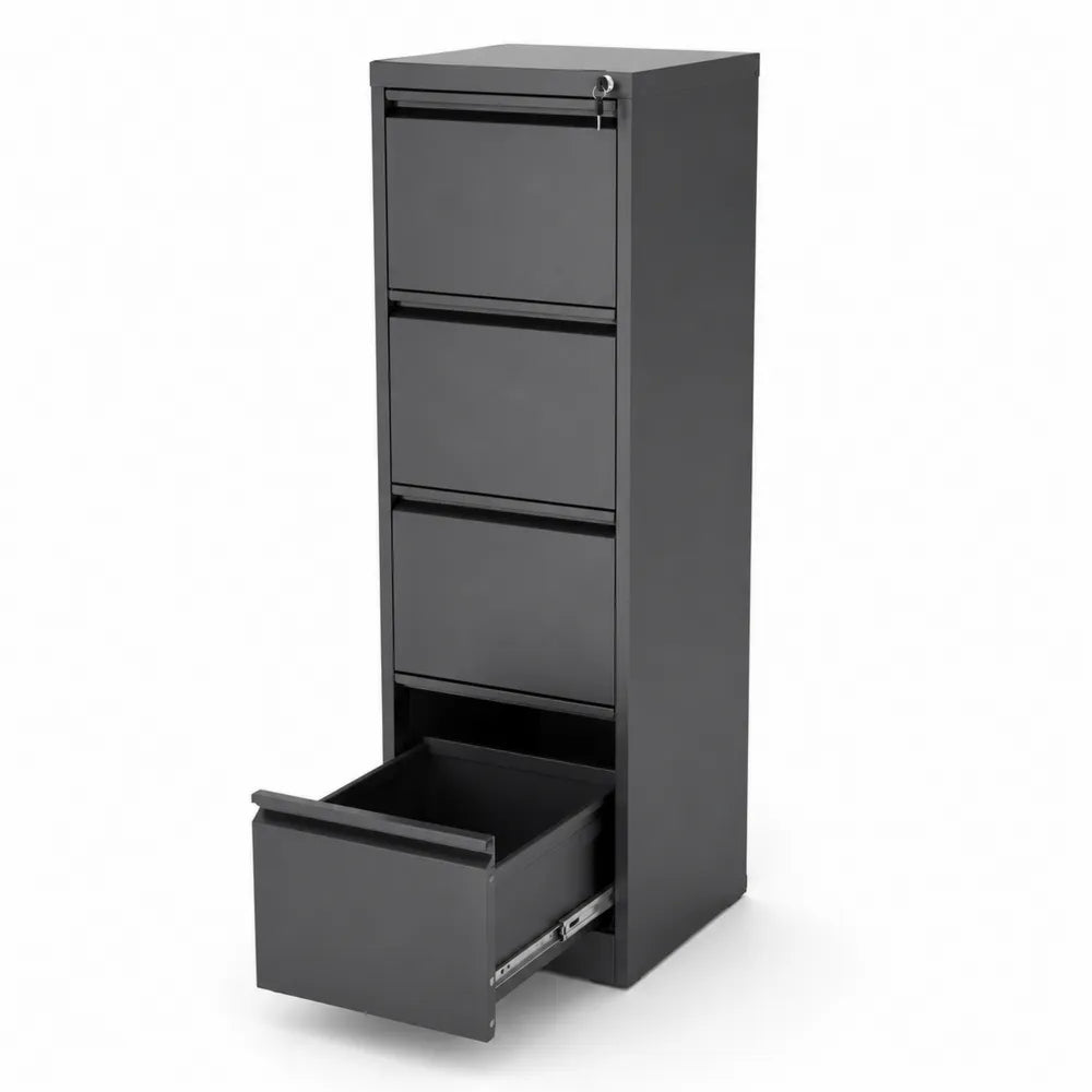 Armoire à tiroirs métallique noire avec serrure