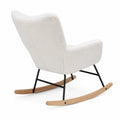 Fauteuil à bascule en bouclette blanc avec structure métal et bois