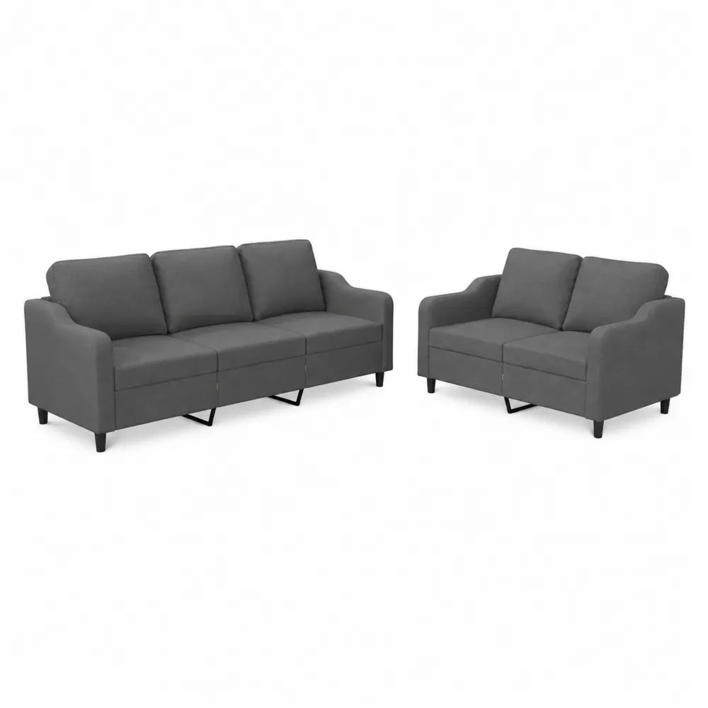 Ensemble de canapés 3+2 places en tissu polyester Gris