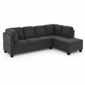 Canapé d'angle en tissu microfibre Gris Foncé