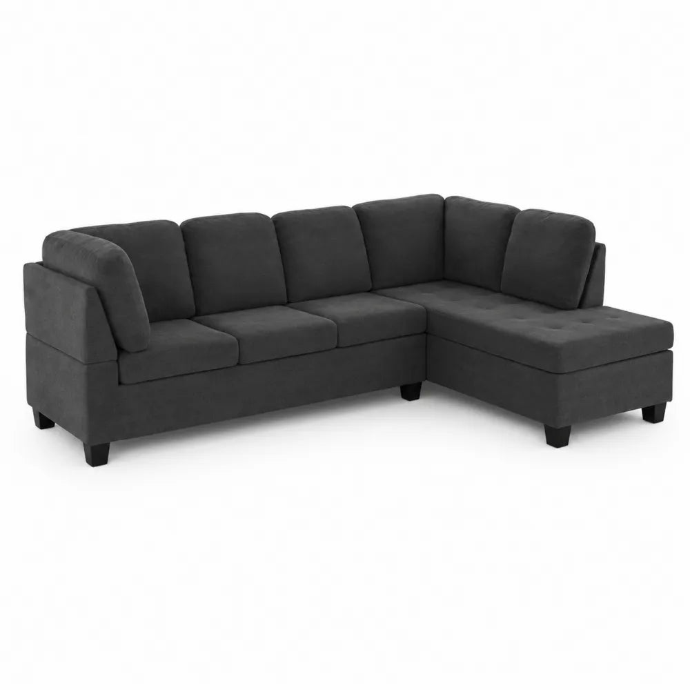 Canapé d'angle en tissu microfibre Gris Foncé