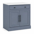 Buffet de cuisine en bois MDF avec 1 tiroir et 2 portes Blanc/Bleu