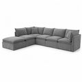Canapé d'angle modulable en tissu polyester Gris
