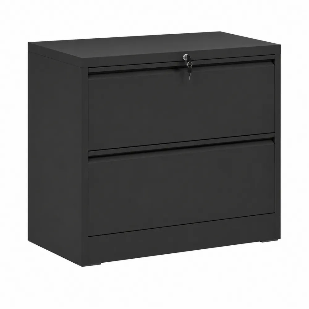 Armoire à dossiers 2 tiroirs en métal Noir