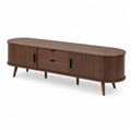 Meuble TV en bois avec tiroirs et portes Noyer 180x45x50 cm