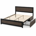Lit double en métal et bois avec rangement intégré 200x160 cm