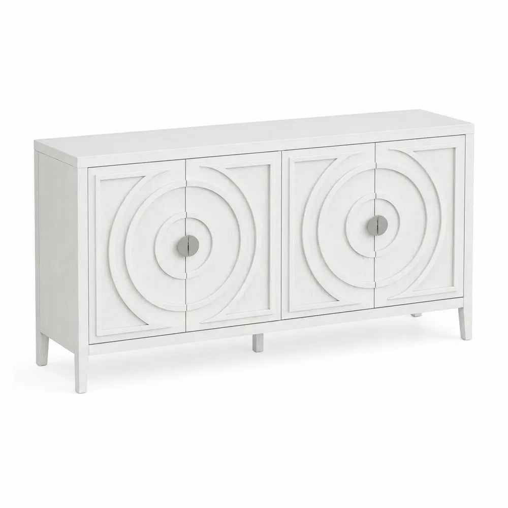 Buffet en bois blanc avec 4 portes en MDF