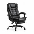 Chaise de bureau en cuir PU noir avec soutien lombaire