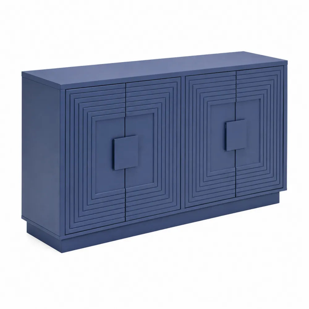 Buffet 2 portes en MDF Bleu avec motifs géométriques