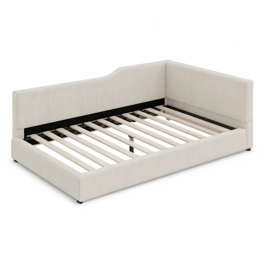 Lit simple en tissu Beige 200 cm