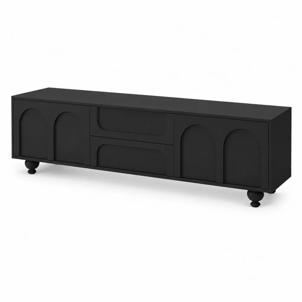 Meuble TV Bois Noir 160 cm