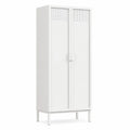 Armoire haute en acier blanc avec portes battantes